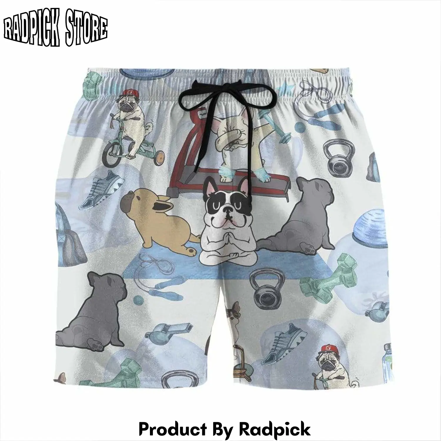 Radpick 3d french bulldog healthy and balance summer beach shorts swim trunks rp631516